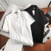 Áo sơ mi tay ngắn cổ đan tông/ cổ vest phối sọc vai mùa hè bigsize nam< 140 kg