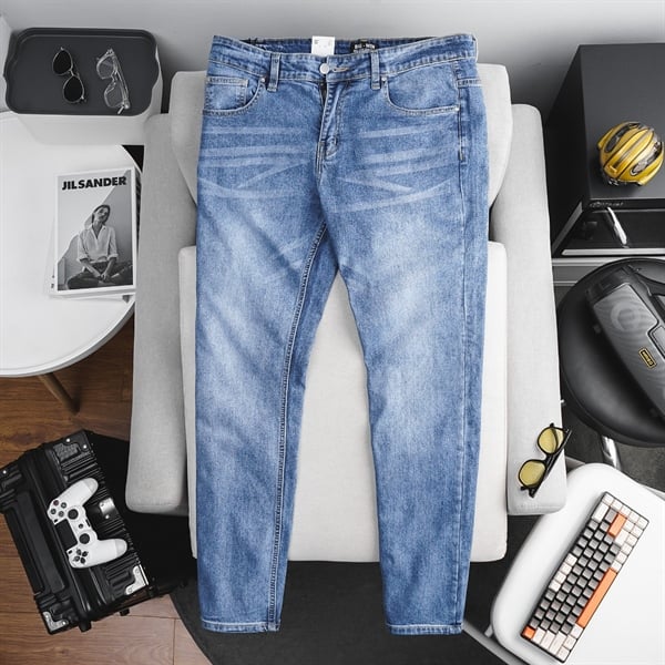 Quần jean dài trơn tông xanh thời trang bigsize 135 (Mẫu 11) - Ảnh 2