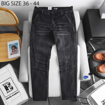 Quần jean ống suông tông đen xám phối cá tính bigsize nam 80- 120 kg