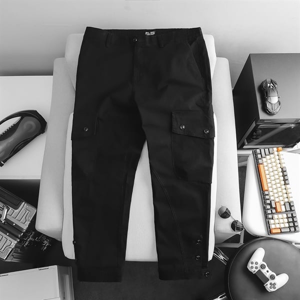 Quần kaki dài túi hộp form ống suông phối nút (Mẫu 3) - Ảnh 2