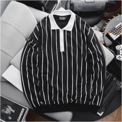 Áo sweater polo chất vải cua in lụa toàn thân >140kg