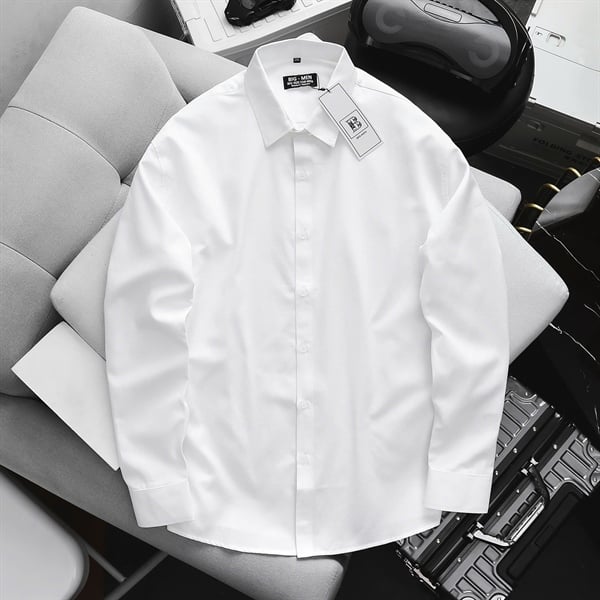 Áo sơ mi tay dài chất vải Oxford công sở bigsize nam< 130 kg - oxford Trơn - Ảnh 2