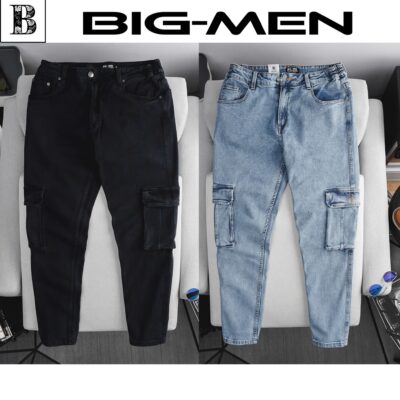 Quần jean dài màu đen túi hộp thời trang cỡ đại bigsize nam < 140kg