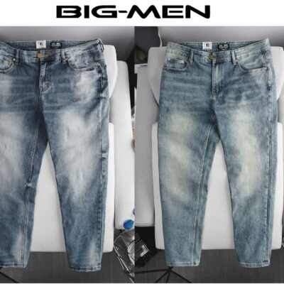 Quần jean dài màu xanh form ống suông thời trang cỡ đại bigsize nam < 140kg - Mã 361