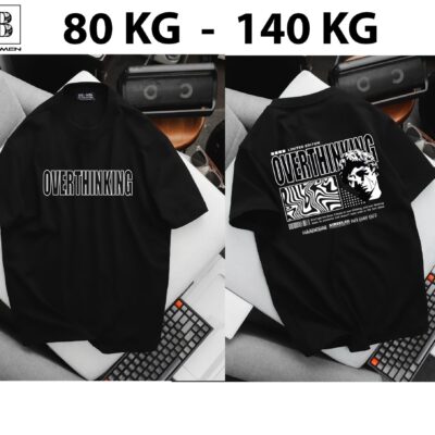 [Big Men] Áo thun cotton nam bigsize cá tính in Overthinking< 135 kg.
