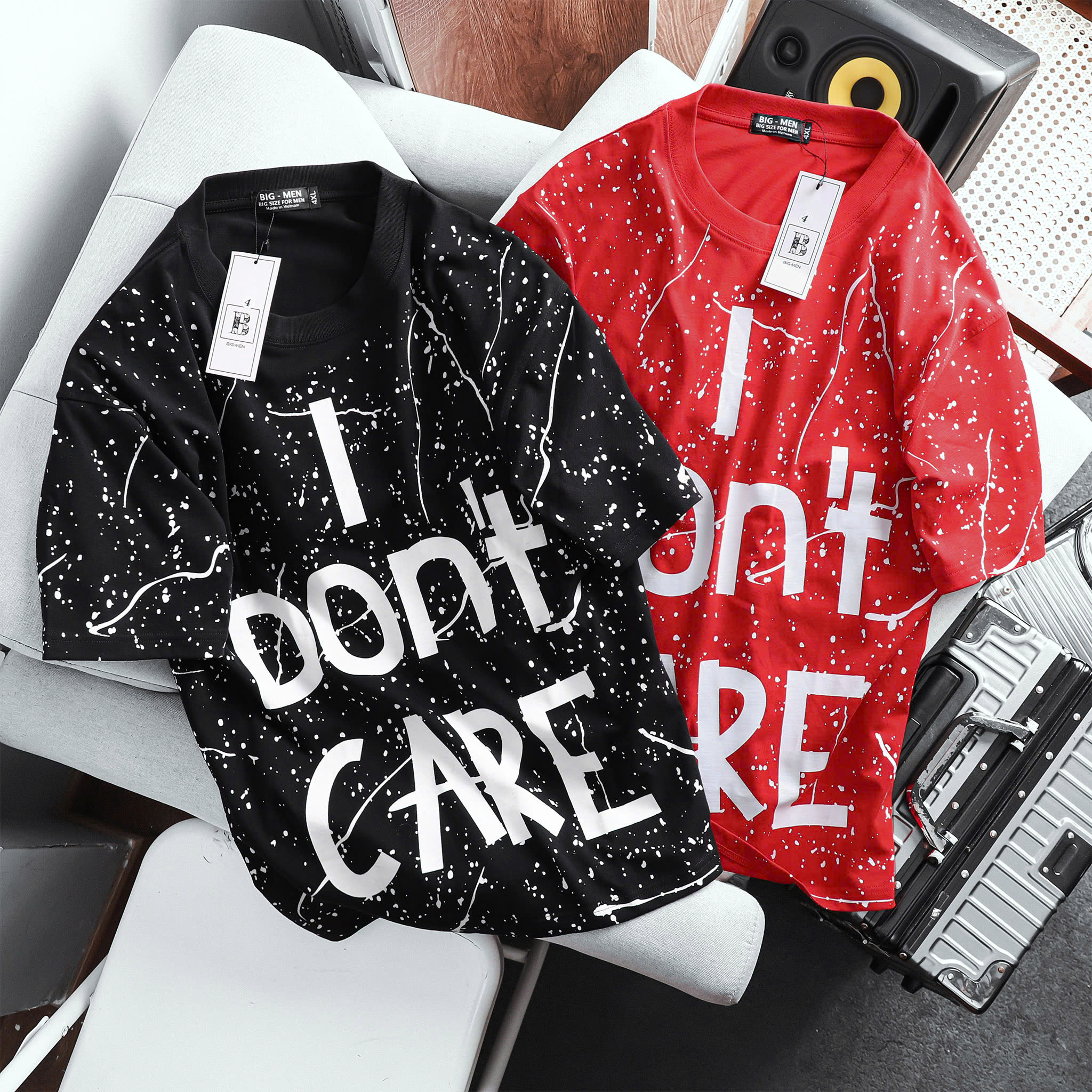 Áo thun big size unisex in lụa chữ I DON'T CARE độc lạ 85-130kg