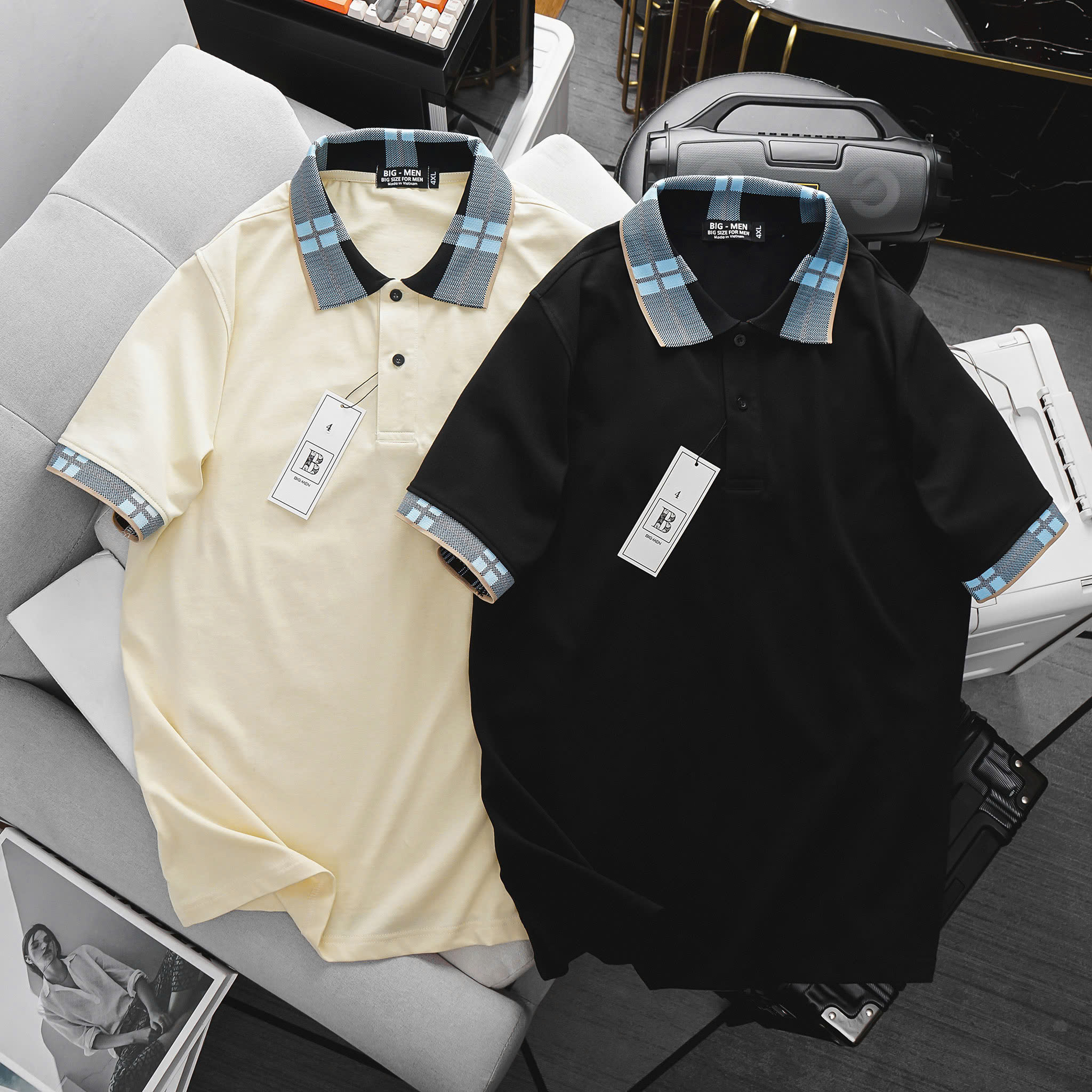 Áo thun polo phối cổ thời trang chất cotton bigsize nam< 140kg - cổ bbr3