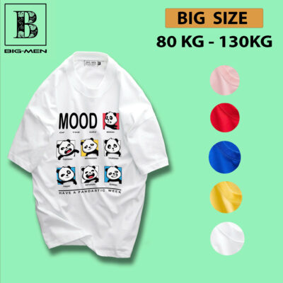 Bigmen.Bigsizemen - Áo thun chất vải cotton in hình dễ thương Gấu Mood bigsize nam 45- 135 kg