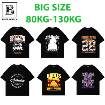 [Bigsizemen] Áo thun chất cotton màu đen in hình độc đáo bigsize nam 45- 135 kg