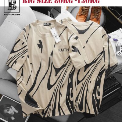 Áo thun cotton phối chữ FAITH thời trang bigsize nam