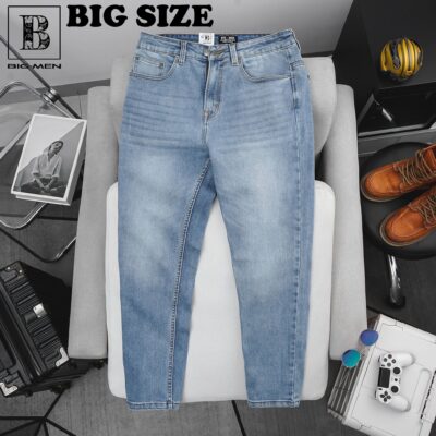 Quần jean dài tông xanh nhạt trơn và phối rách thời trang bigsize nam 80- 130 kg_ Mã 479