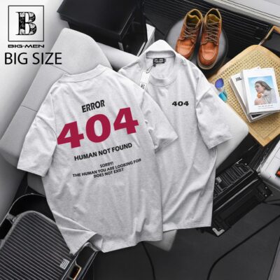 [ Big Men] Áo thun cotton màu xám xi măng in hai mặt 404 thời trang bigsize nam 85- 135 kg