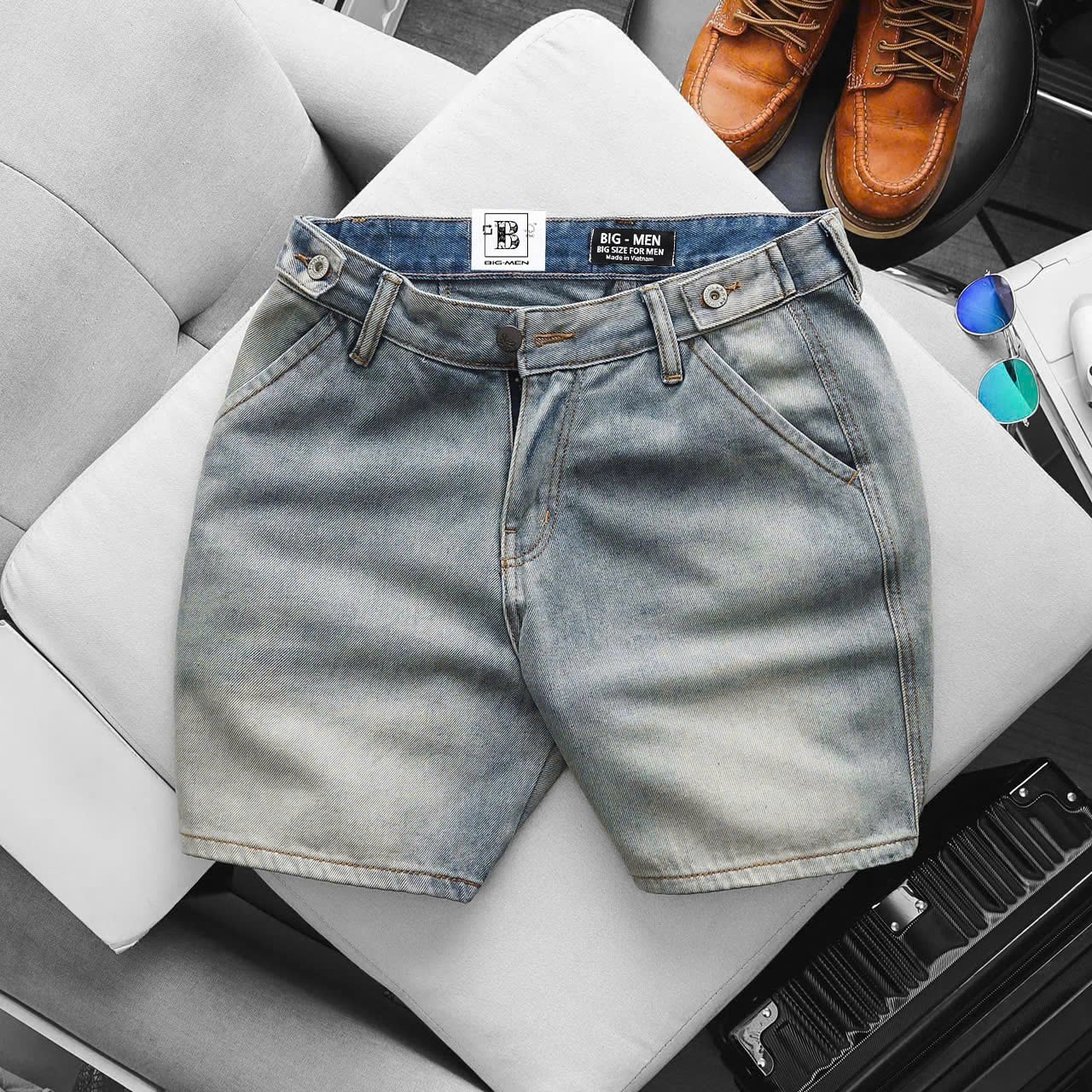 Big Men- Quần short jean tông xanh thời trang năng động bigsize nam 80- 130 kg_ mã 464