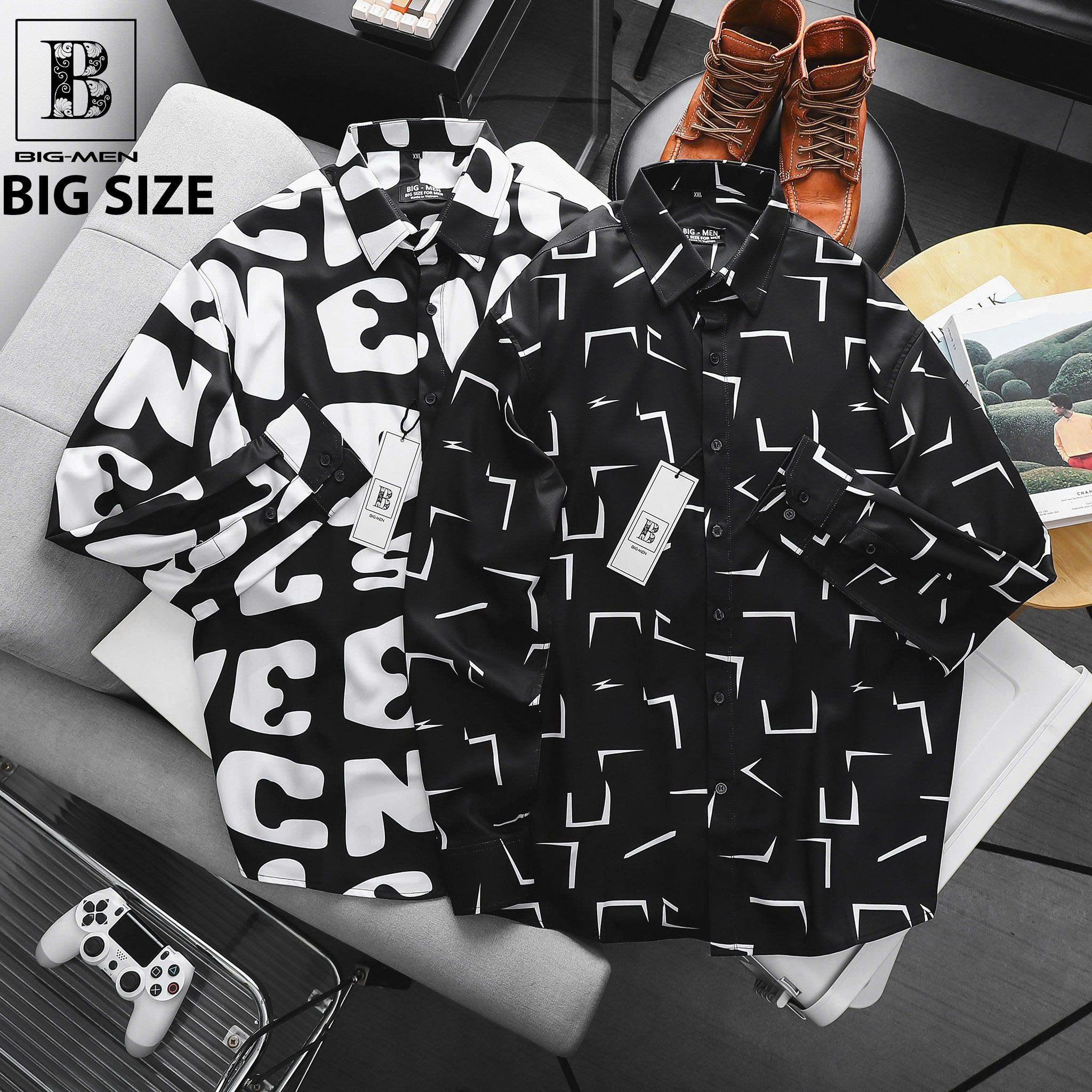 Áo sơ mi tay ngắn bigsize nam họa tiết bigsize nam thời trang Big Men 80-130kg
