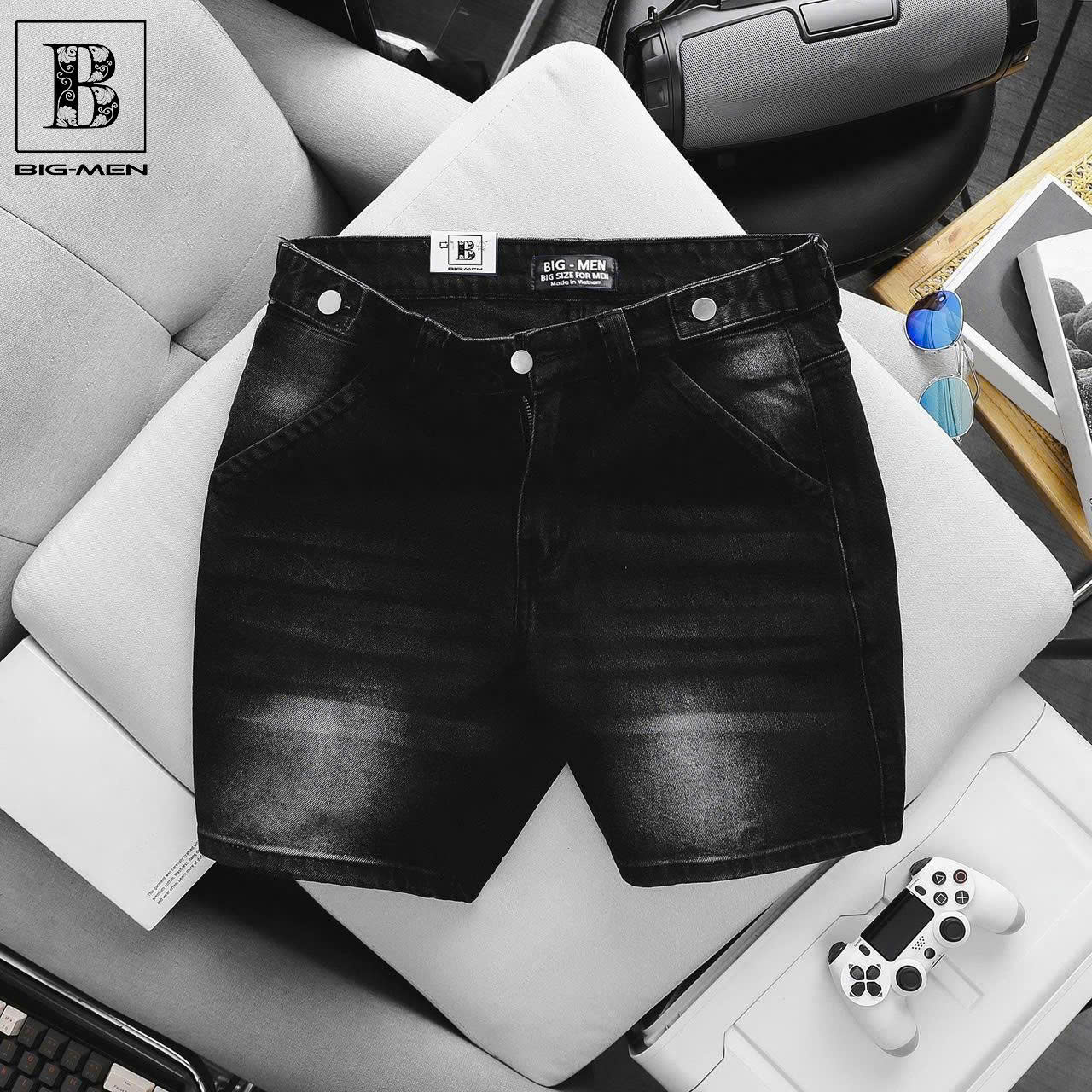 Big Men- Quần short jean bigsize nam wash đen rách nhẹ thời trang cá tính 80- 130 kg - Ảnh 2