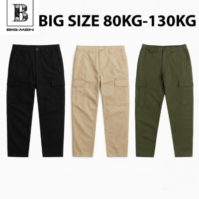 Quần kaki dài lưng thun túi hộp ống suông big size nam 90-130kg