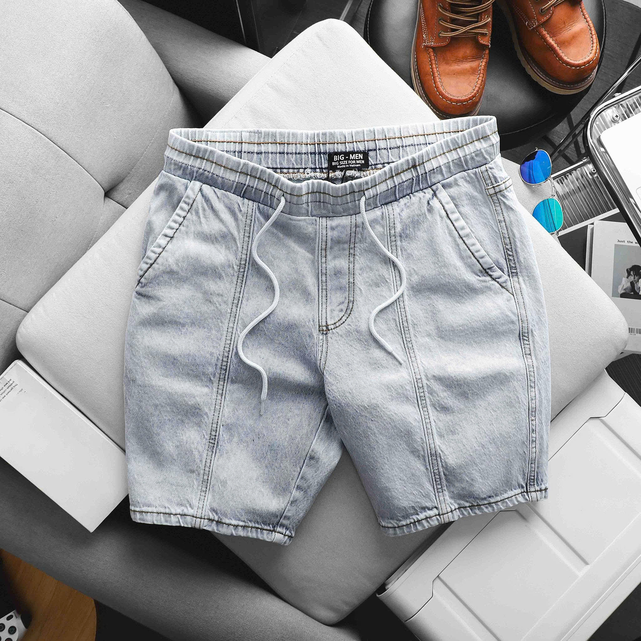 Quần short jean lưng thun co giãn thời trang bigsize nam 80-130kg - Mã 675 678