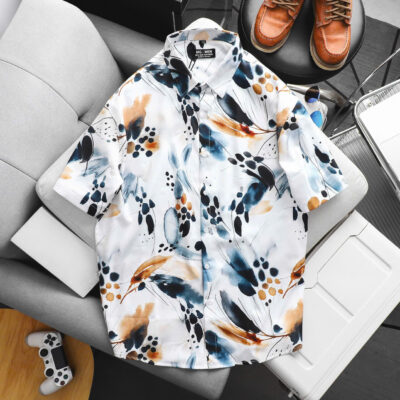 [Big Men] Áo sơ mi tay ngắn big size nam họa tiết trừu tượng/ Streetwear thời trang 80-133kg.