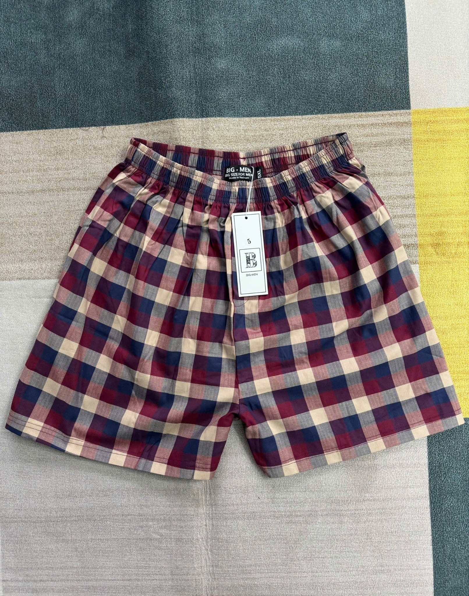 Quần short đùi mặc nhà lưng thun vải kate họa tiết lưng thun bigsize nam 80- 145 kg - Ảnh 2