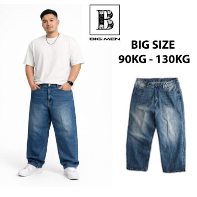 Quần jean big size nam ống rộng màu xanh 01