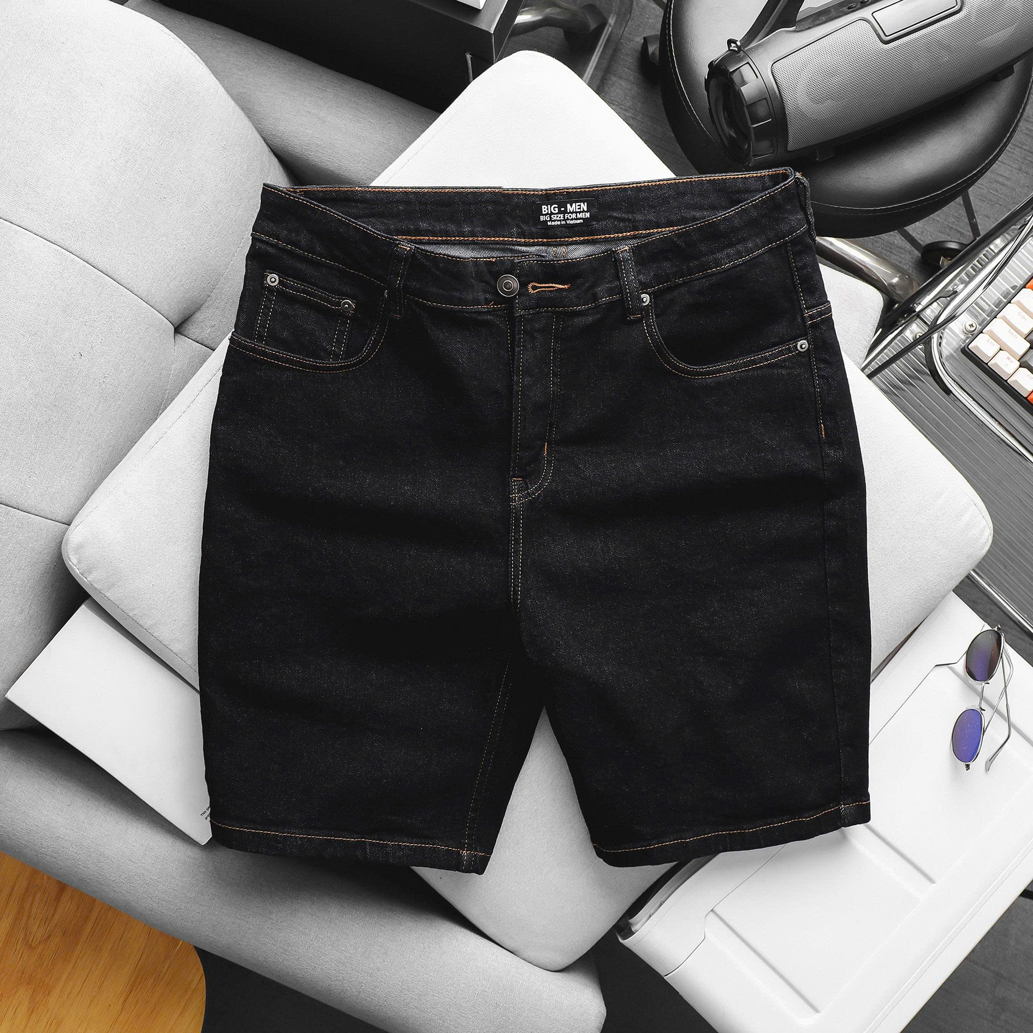 Quần short jean nam bigsize màu muối tiêu size 75-125kg - Ảnh 2