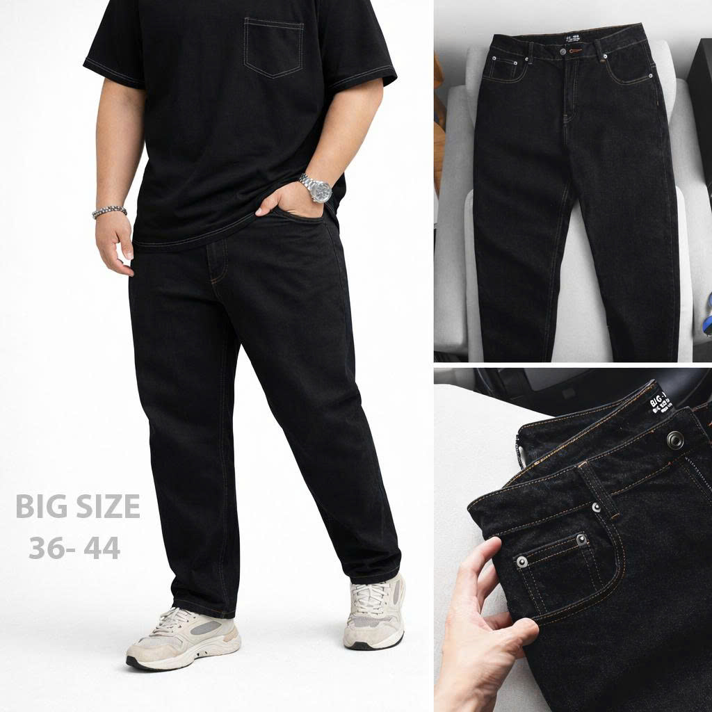 Quần jean nam bigsize màu muối tiêu form ống đứng size 75-125kg