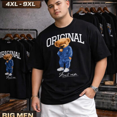 BIG MEN- Áo thun cotton in họa tiết GẤU ORIGINAL thời trang bigsize nam 85- 145kg