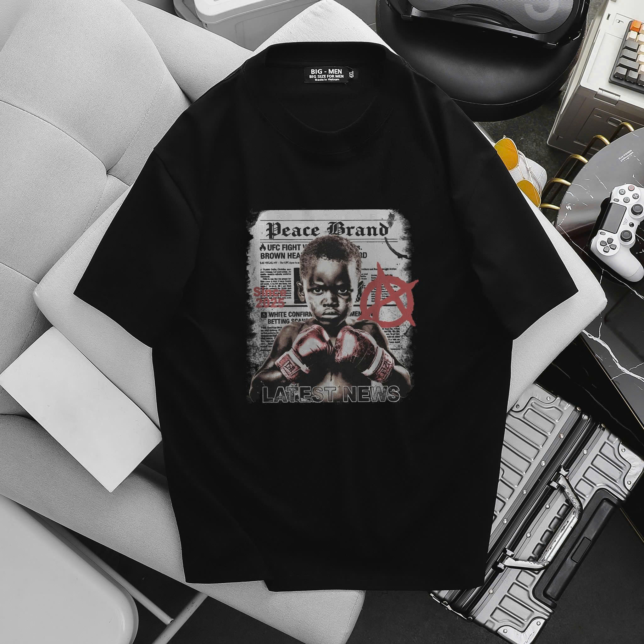 BIG MEN- Áo thun cotton in họa tiết BOXING thời trang bigsize nam 85- 145kg - Ảnh 2