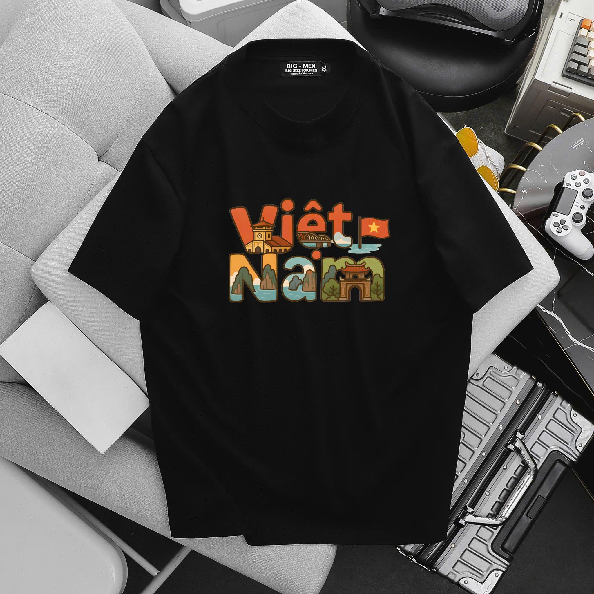 BIG MEN- Áo thun cotton in chữ Việt Nam họa tiết thời trang bigsize nam 55- 145kg - Ảnh 2