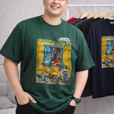 BIG MEN- Áo thun cotton in Bức Tranh Daily thời trang bigsize nam 55- 145kg
