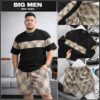 BIG MEN- Set bộ quần áo phối sọc tartan chất vải umi thời trang bigsize nam 85-135kg