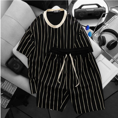 BIG MEN- Set bộ chất vải cotton cổ tròn phối sọc dọc thời trang bigsize nam 85- 135kg