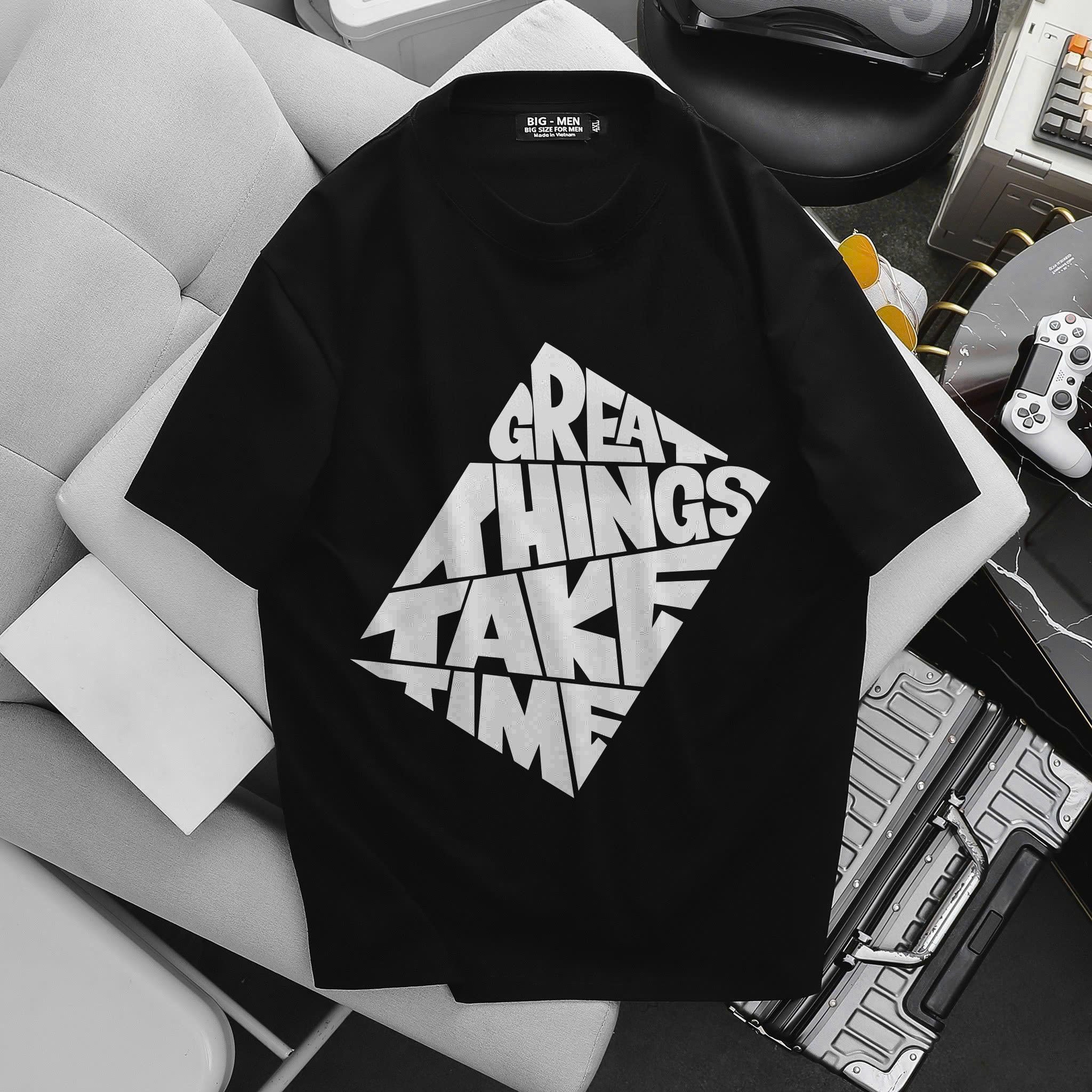BIG MEN- Áo thun chất vải cotton in chữ GREAT thời trang bigsize nam 85- 135kg - Ảnh 2