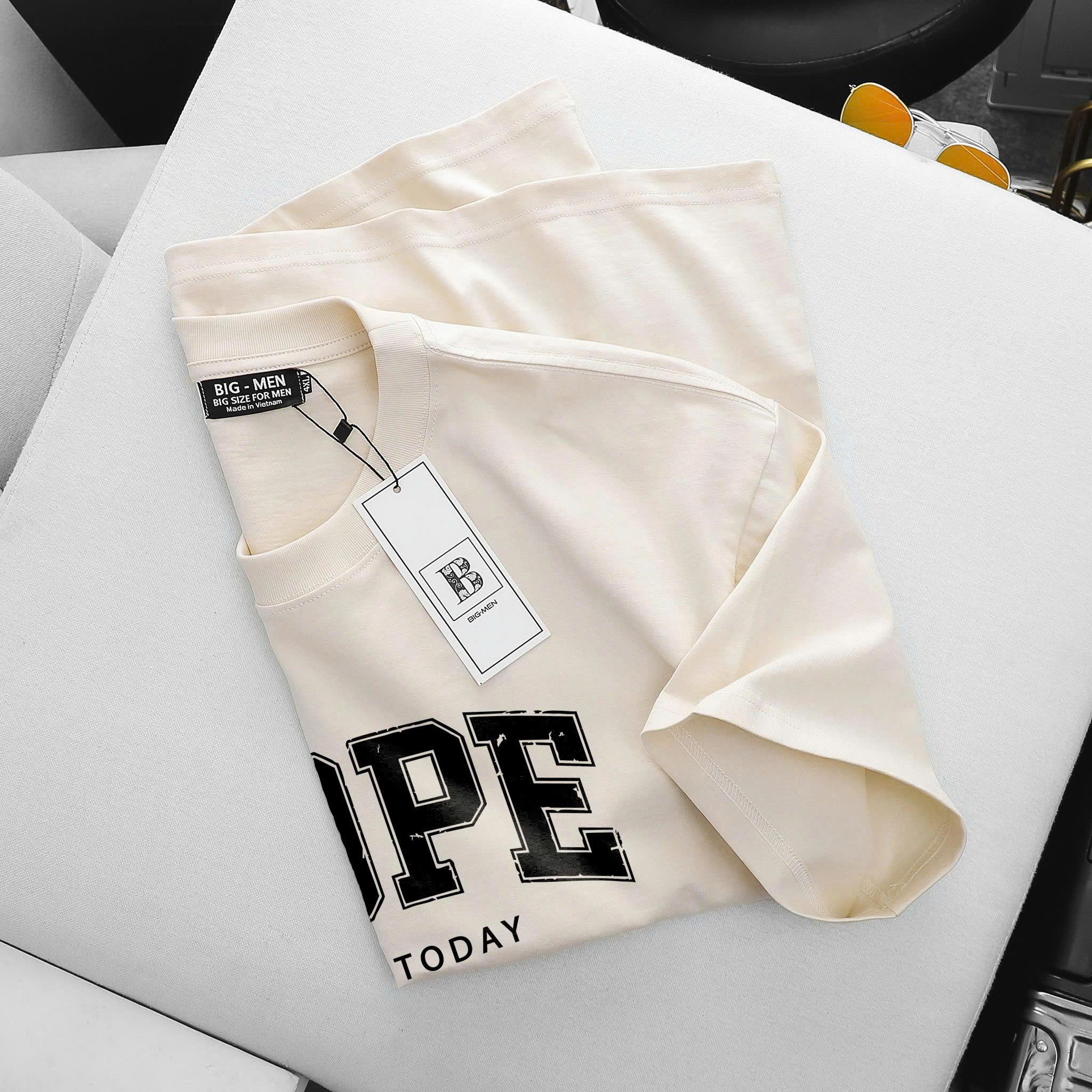 BIG MEN- Áo thun cotton màu kem in hình Nope thời trang bigsize nam 85- 145kg - Ảnh 8