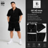 Big Men- Set bộ polo màu đen phối viền chỉ trắng thời trang bigsize nam 80- 130kg